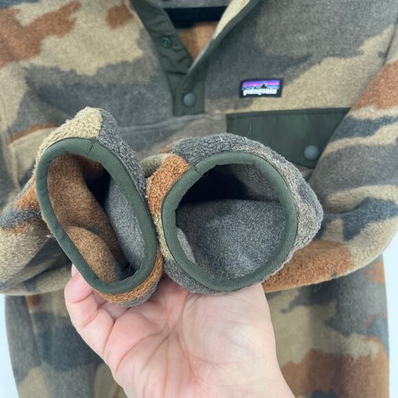 Patagonia Kids Lightweight Synchilla Snap-T Pullover Green Camo Size Large EUC - Picture 8 of 9